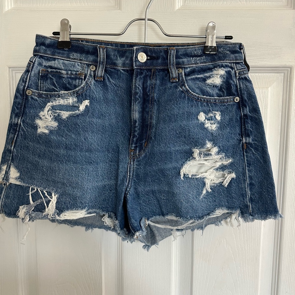 American Eagle Outfitters Blue Distressed Jean Shorts